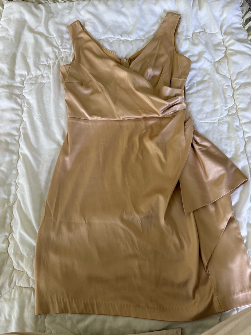 Satin Gold Midi Dress
